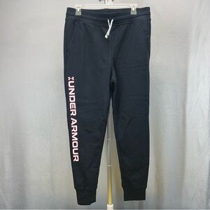 Under Armour Girl's Black Joggers with Pink Logo xlarge